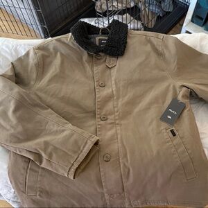 RVCA Brown Deck Jacket with Black Collar